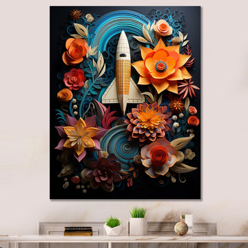 A Surrealism Space Shuttle Launch - Rocketship Canvas Wall Art